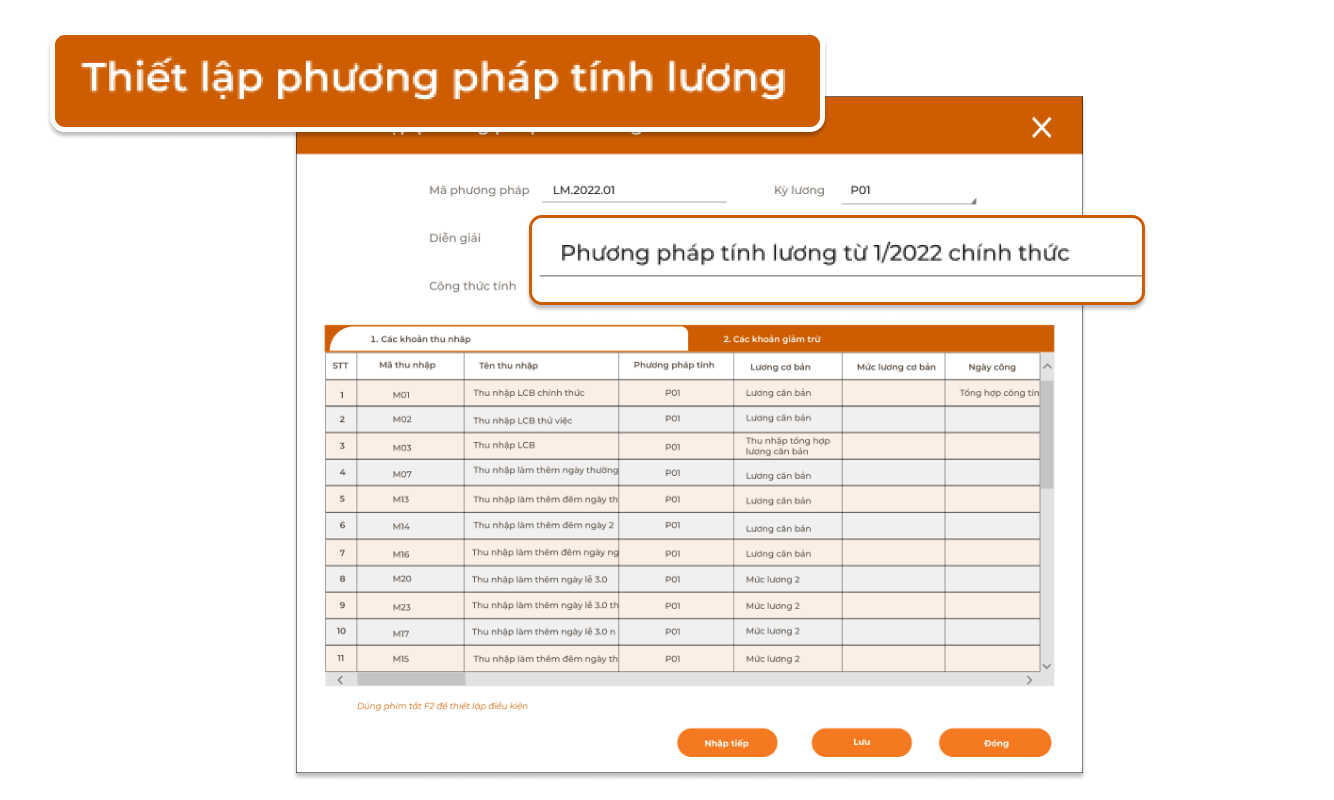 Thiết lập công thức tính lương