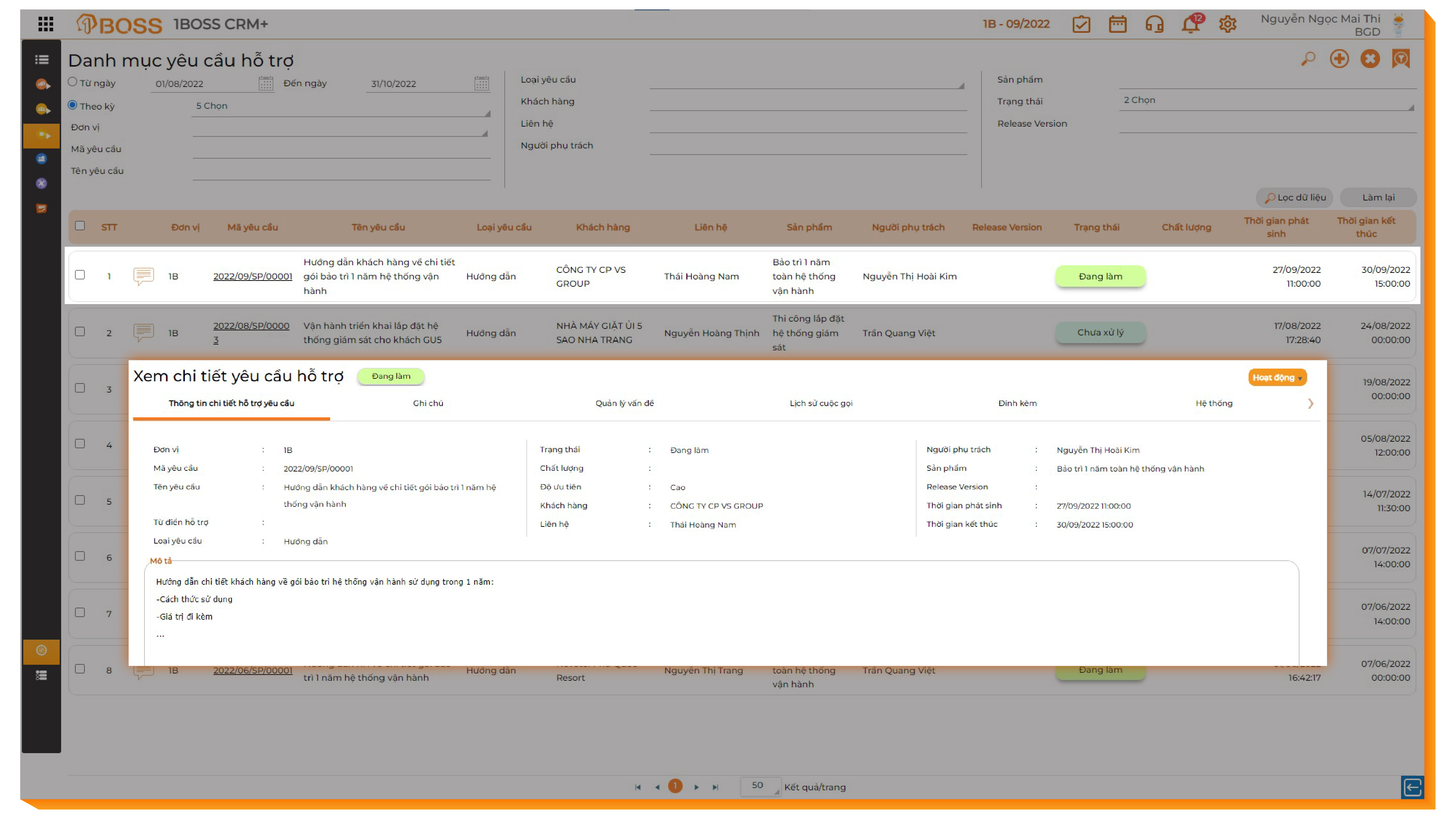 Quản lý các yêu cầu hỗ trợ