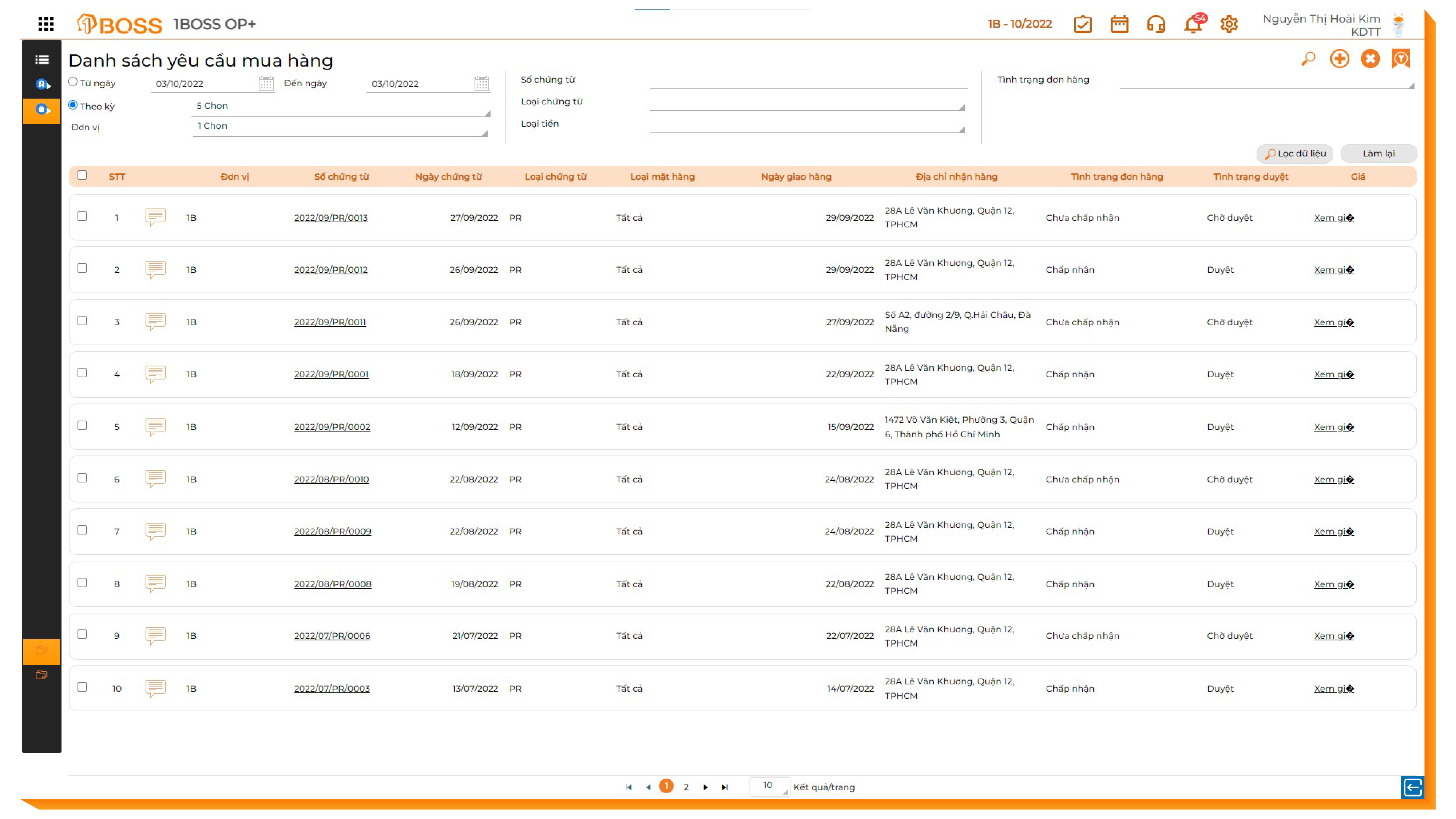 Đề nghị mua hàng