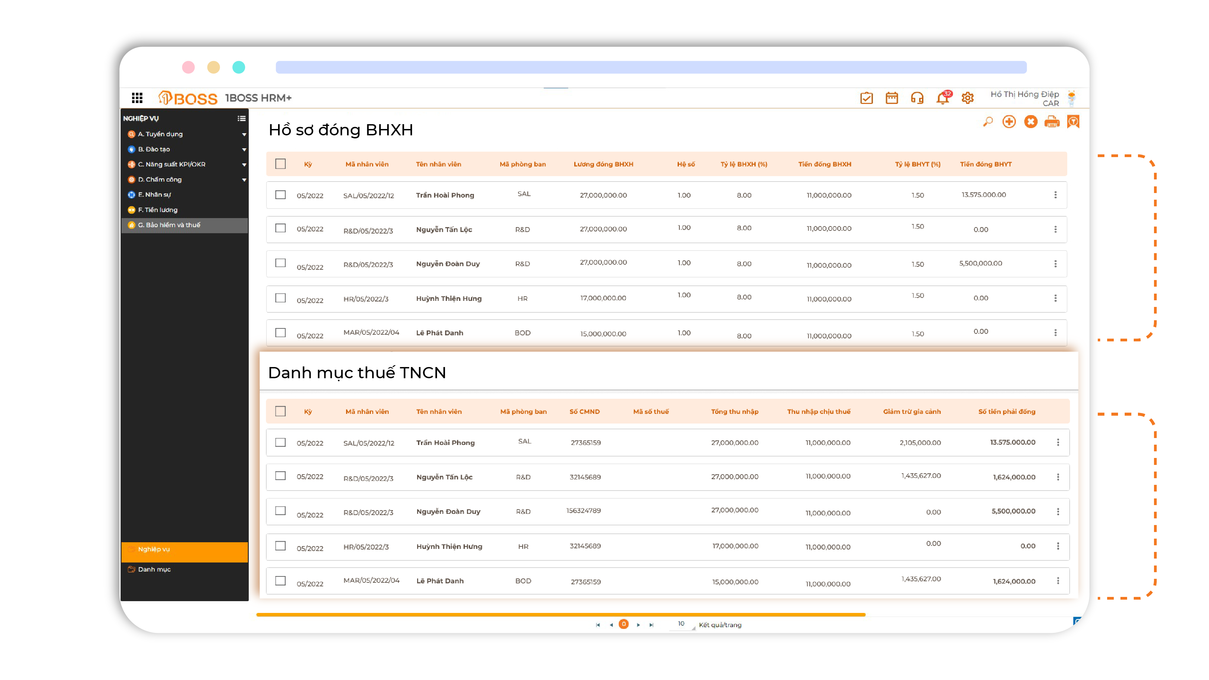 Quản lý hồ sơ bảo hiểm & thuế
