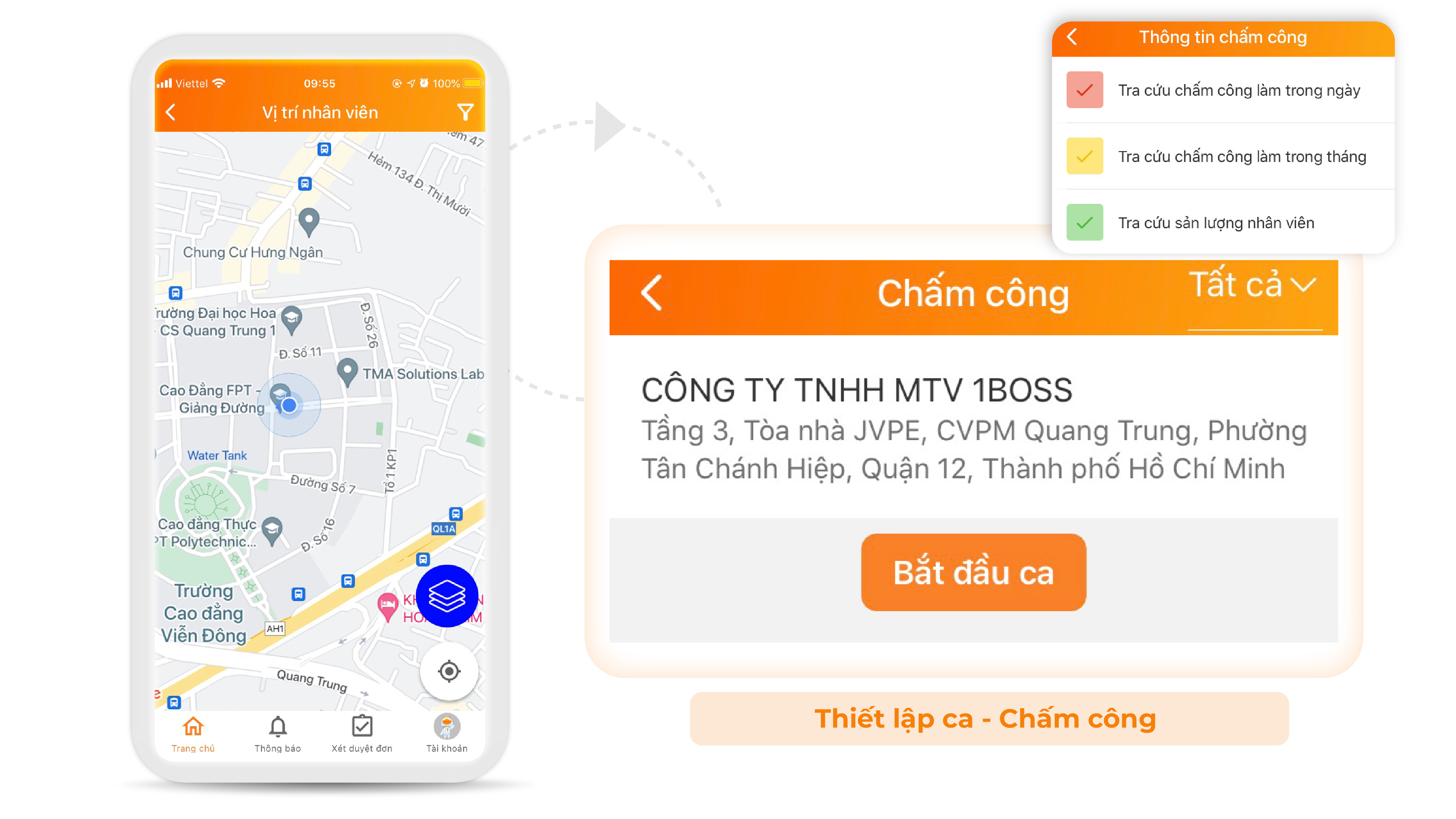 Thiết lập ca, quản lý chấm công 24/7