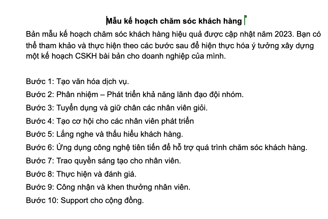 Xem ngay kế hoạch chăm sóc khách hàng chi tiết nhất cho dân sale