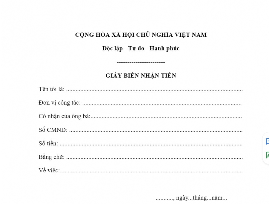 Các mẫu biên nhận tiền phổ biến và chuẩn nhất cho doanh nghiệp Việt