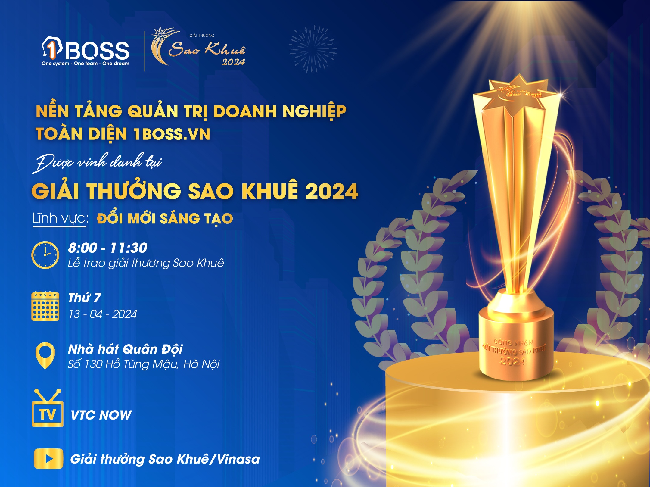 Đếm ngược 12 giờ rinh cúp vàng Sao Khuê 2024 cùng 1BOSS 